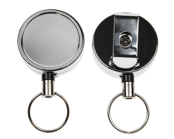 CHROME ID BADGE REELS WITH KEY RING (PACK OF 50)