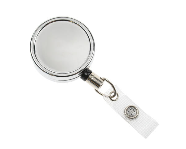 CHROME ID BADGE REELS WITH STRAP CLIP (PACK OF 50)