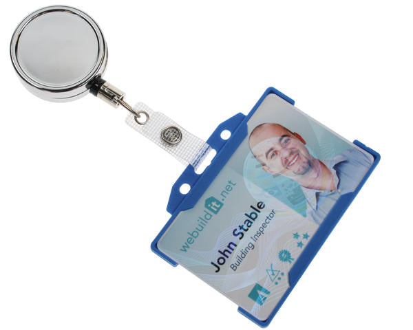CHROME ID BADGE REELS WITH STRAP CLIP (PACK OF 50)