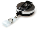 BLACK CHROME ID BADGE REELS WITH STRAP CLIP (PACK OF 50)