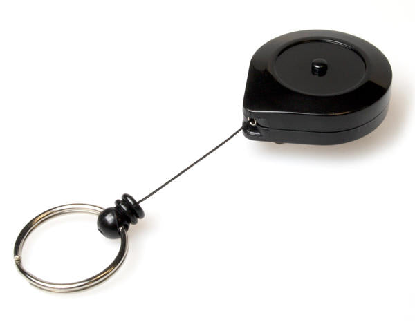 BLACK ID BADGE REELS WITH RATCHET & KEY RING (PACK OF 50)