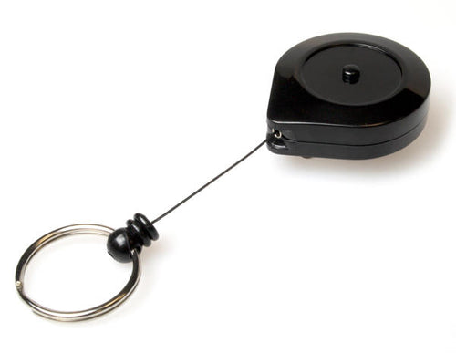 BLACK ID BADGE REELS WITH RATCHET & KEY RING (PACK OF 50)