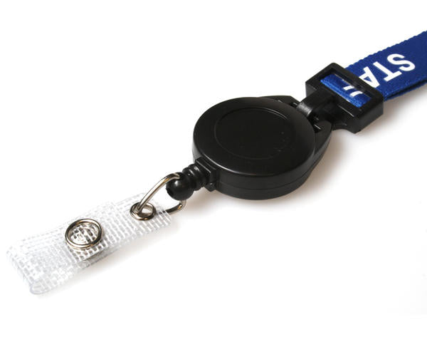 BLACK ATTACHING ID BADGE REELS WITH STRAP CLIP (PACK OF 50)
