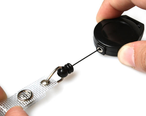BLACK ATTACHING ID BADGE REELS WITH STRAP CLIP (PACK OF 50)