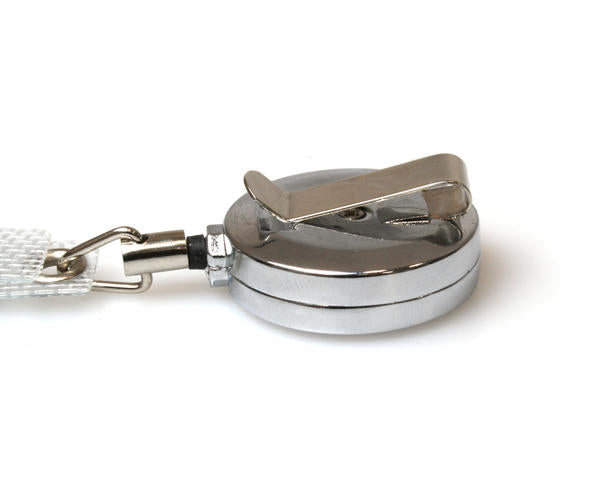 CHROME MEDIUM DUTY 32MM ID BADGE REELS WITH REINFORCED STRAP CLIP (PACK OF 50)