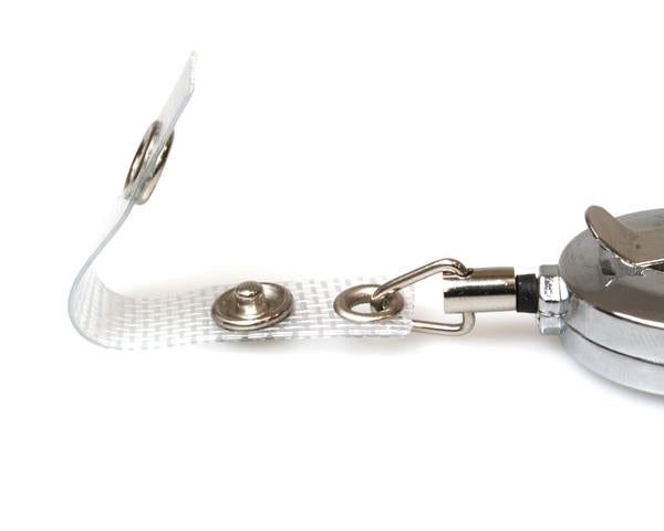 CHROME MEDIUM DUTY 32MM ID BADGE REELS WITH REINFORCED STRAP CLIP (PACK OF 50)