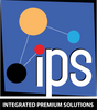 Logo of IPS with colorful circles and text on a blue background