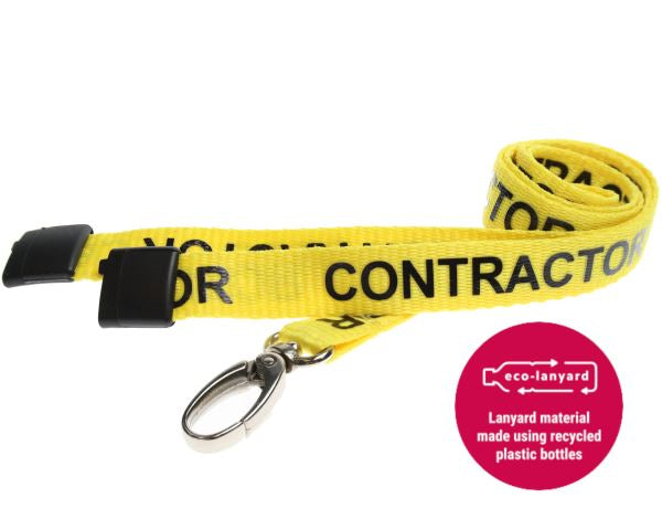 YELLOW CONTRACTOR LANYARDS WITH METAL LOBSTER CLIP (PACK OF 100)