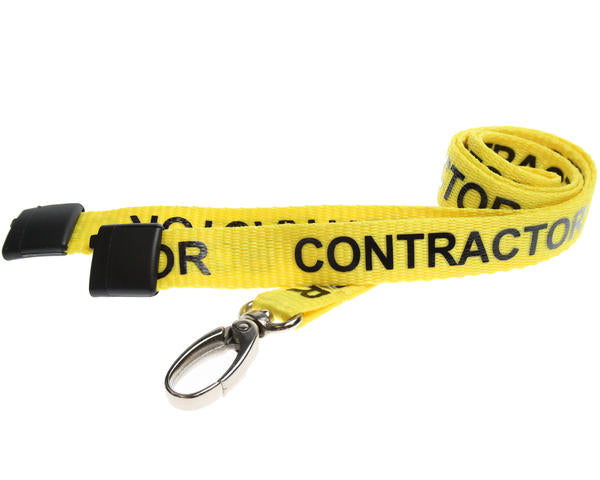YELLOW CONTRACTOR LANYARDS WITH METAL LOBSTER CLIP (PACK OF 100)