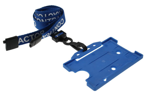 BLUE CONTRACTOR LANYARDS WITH PLASTIC J CLIP (PACK OF 100)