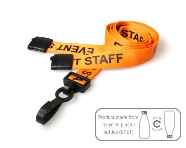 ORANGE EVENT STAFF LANYARDS WITH PLASTIC J CLIP (PACK OF 100)