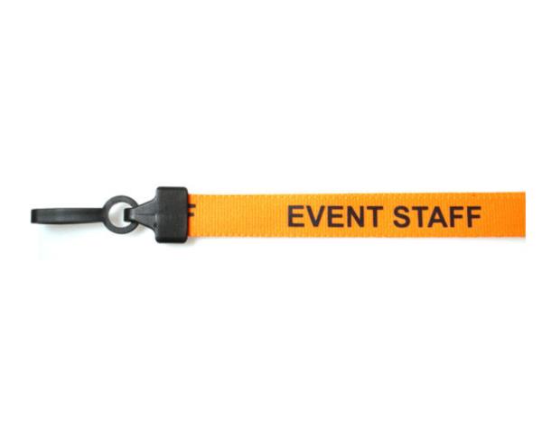 ORANGE EVENT STAFF LANYARDS WITH PLASTIC J CLIP (PACK OF 100)