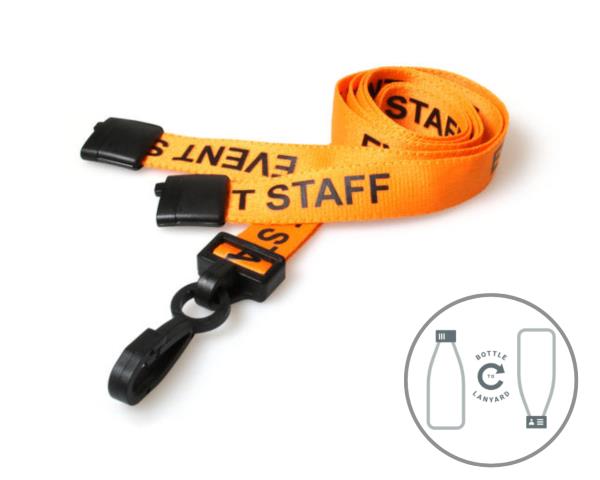 ORANGE EVENT STAFF LANYARDS WITH PLASTIC J CLIP (PACK OF 100)