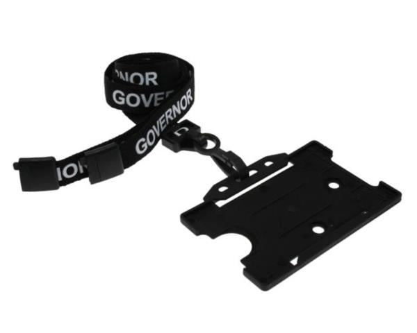 BLACK GOVERNOR LANYARDS WITH PLASTIC J CLIP (PACK OF 100)