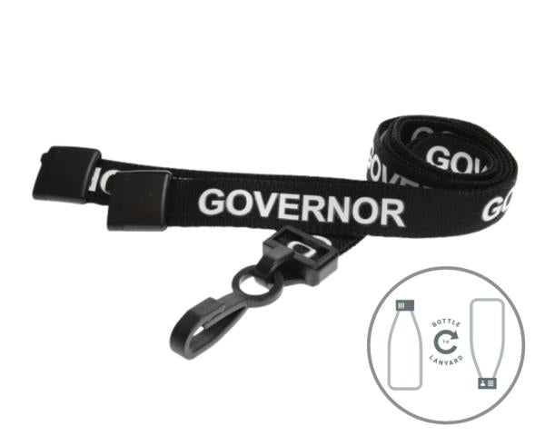 BLACK GOVERNOR LANYARDS WITH PLASTIC J CLIP (PACK OF 100)