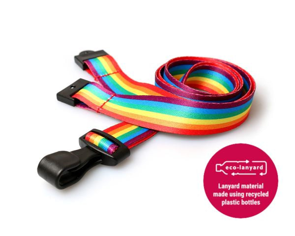 RAINBOW LANYARDS WITH PLASTIC J-CLIP (PACK OF 100)