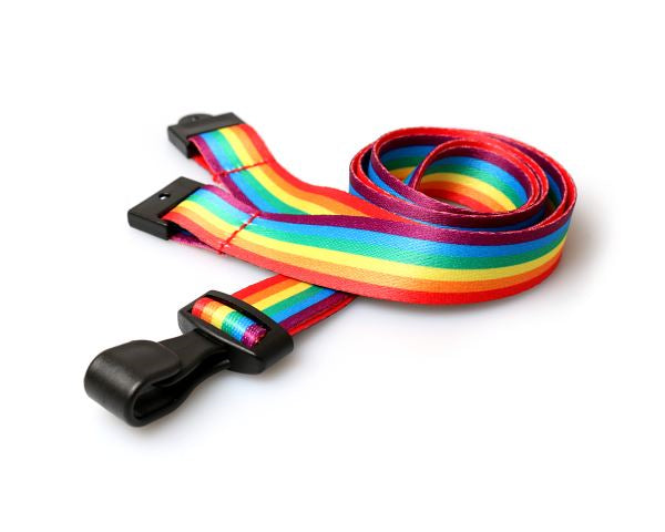 RAINBOW LANYARDS WITH PLASTIC J-CLIP (PACK OF 100)