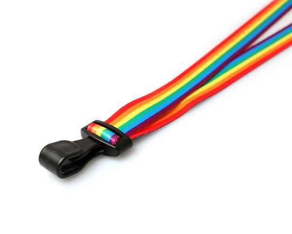 RAINBOW LANYARDS WITH PLASTIC J-CLIP (PACK OF 100)