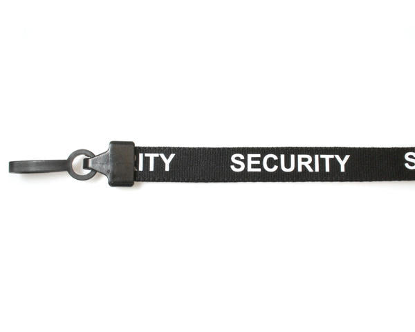 BLACK SECURITY LANYARDS WITH PLASTIC J CLIP (PACK OF 100)