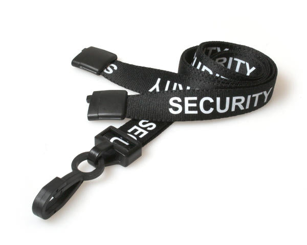 BLACK SECURITY LANYARDS WITH PLASTIC J CLIP (PACK OF 100)