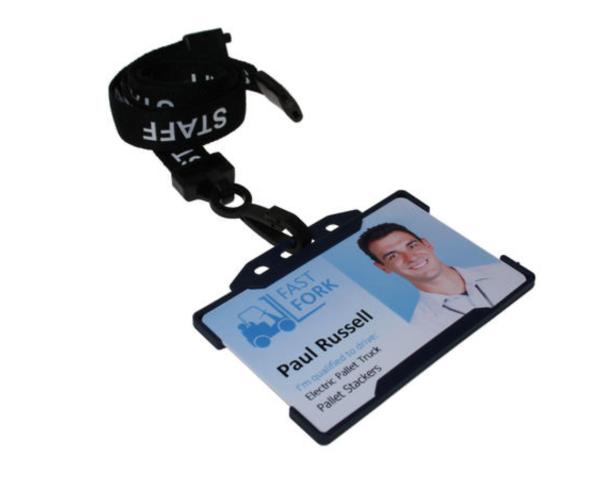 BLACK STAFF LANYARDS WITH PLASTIC J CLIP (PACK OF 100)
