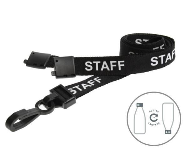 BLACK STAFF LANYARDS WITH PLASTIC J CLIP (PACK OF 100)