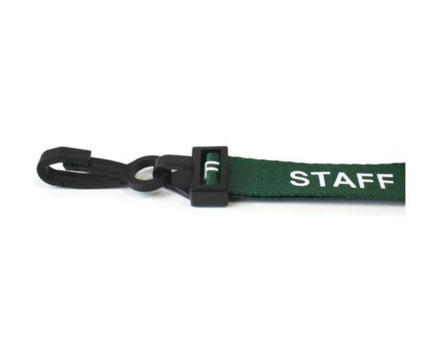 GREEN STAFF LANYARDS WITH PLASTIC J CLIP (PACK OF 100)