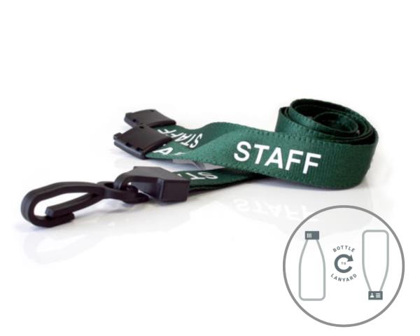 GREEN STAFF LANYARDS WITH PLASTIC J CLIP (PACK OF 100)