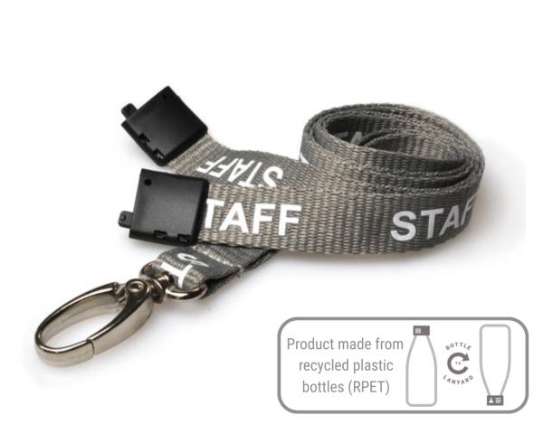 GREY STAFF LANYARDS WITH METAL LOBSTER CLIP (PACK OF 100)
