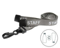 GREY STAFF LANYARDS WITH PLASTIC J CLIP (PACK OF 100)