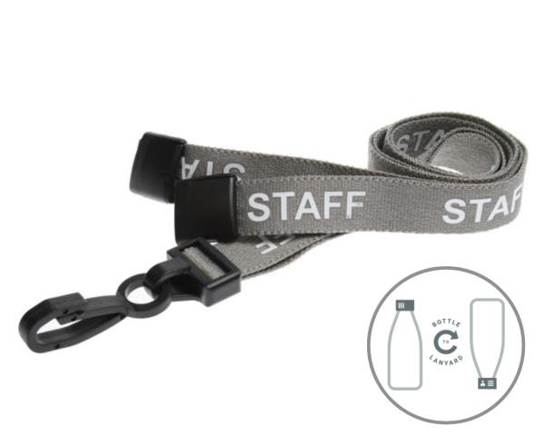 GREY STAFF LANYARDS WITH PLASTIC J CLIP (PACK OF 100)