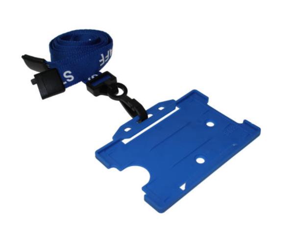 BLUE STAFF LANYARDS WITH PLASTIC J CLIP (PACK OF 100)