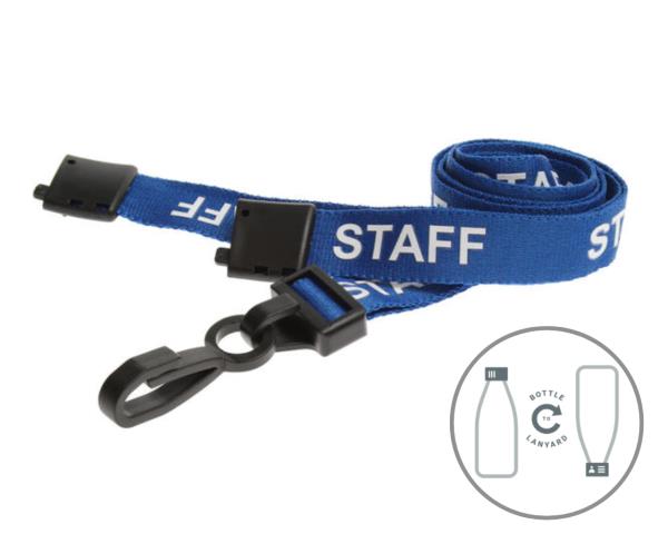 BLUE STAFF LANYARDS WITH PLASTIC J CLIP (PACK OF 100)