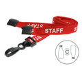 RED STAFF LANYARDS WITH PLASTIC J CLIP (PACK OF 100)
