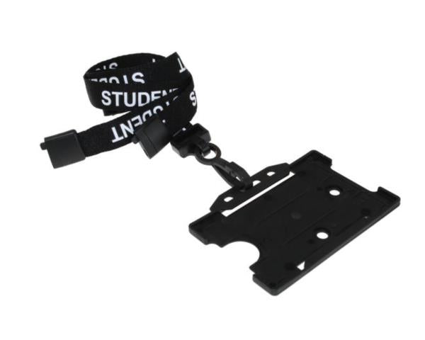 BLACK STUDENT LANYARDS WITH PLASTIC J CLIP (PACK OF 100) [L-B-STUDENTBKP]