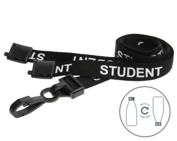 BLACK STUDENT LANYARDS WITH PLASTIC J CLIP (PACK OF 100) [L-B-STUDENTBKP]