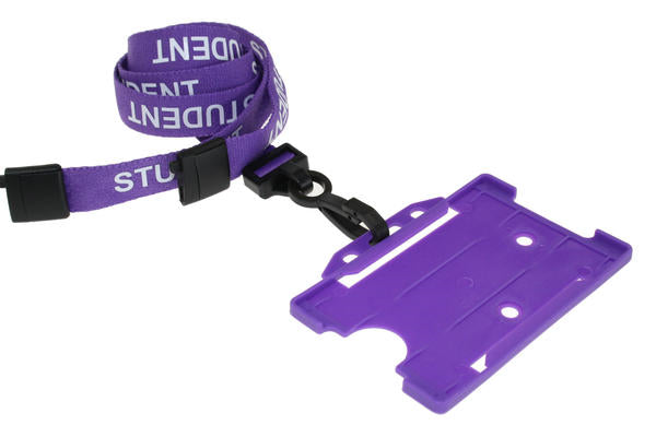 PURPLE STUDENT LANYARDS WITH PLASTIC J CLIP (PACK OF 100)