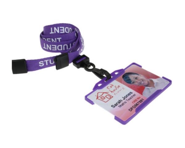 PURPLE STUDENT LANYARDS WITH PLASTIC J CLIP (PACK OF 100)