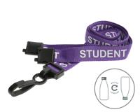PURPLE STUDENT LANYARDS WITH PLASTIC J CLIP (PACK OF 100)