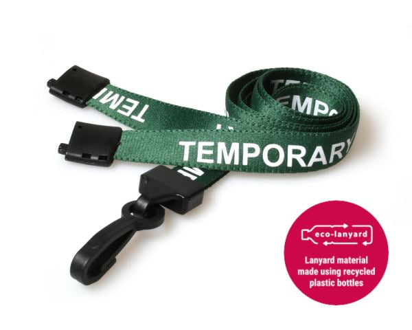 GREEN TEMPORARY LANYARDS WITH PLASTIC J CLIP (PACK OF 100)