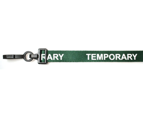 GREEN TEMPORARY LANYARDS WITH PLASTIC J CLIP (PACK OF 100)