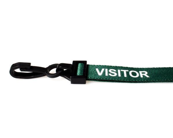 GREEN VISITOR LANYARDS WITH PLASTIC J CLIP (PACK OF 100)