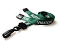 GREEN VISITOR LANYARDS WITH PLASTIC J CLIP (PACK OF 100)