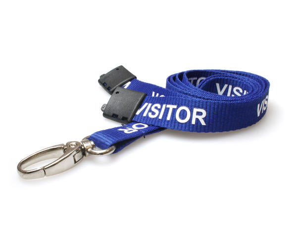 BLUE VISITOR LANYARDS WITH METAL LOBSTER CLIP (PACK OF 100)