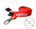 RED VISITOR LANYARDS WITH METAL LOBSTER CLIP