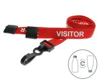 RED VISITOR LANYARDS WITH PLASTIC J CLIP (PACK OF 100)
